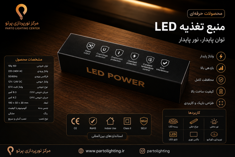 درایور سوئیچینگ 12 ولت 200 وات LED POWER